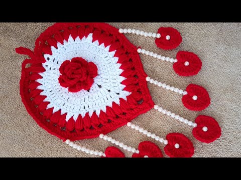 New design! wall hanging toran! heart design  wall jhumar! woolen wall hanging! crochet heart ❤️