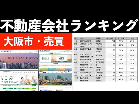 大阪市の不動産会社ランキング（売買の仲介件数）