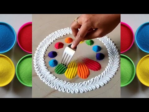 How to Draw Simple Festivals Rangoli Tutorial｜Satisfying Colours Sand Rangolis Art