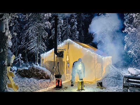 -38C EXTREME COLD WINTER CAMPING in a HOT LOVE SHACK *Valentines Day*