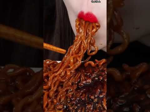 Asmr Eating Hot Black Bean Fire Noodles 🔥🥵#shorts