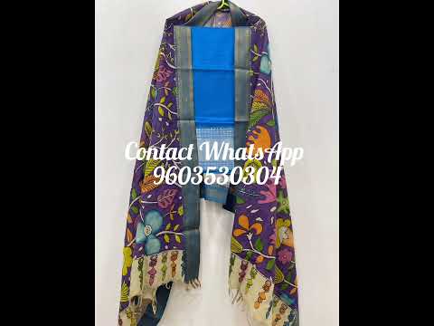 💥Pure pen kalamkari hand printed dupatta with Mangalagiri handloom pattu top💥d#ytshorts#trendy#