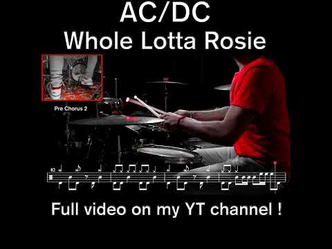 ACDC - Whole Lotta Rosie - Drum cover (with scrolling drum score) #drumscore #drumcover #acdc