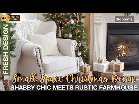 Small Space Christmas Decor: Shabby Chic Meets Rustic Farmhouse for Cozy Cottage Holiday Charm