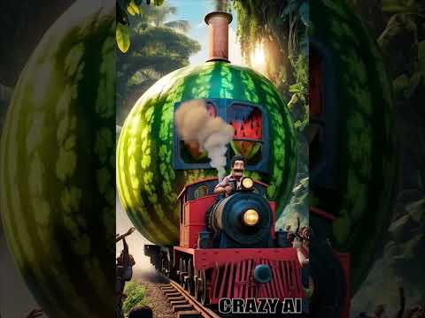 Cheeky Monkey Drives Watermelon Train 🚂🍉 | Viral Fun! || #shorts #viralvideo  #funny #crazyai