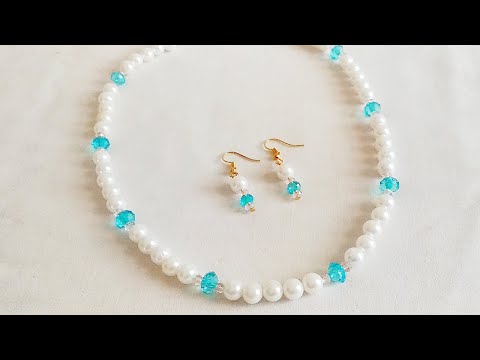 Simple Pearl Chain | മുത്തുമാല | Pearl Necklace Set | How To Make Jewellery | DIY | Shabna's Designs