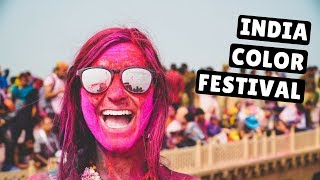 AMERICANS PLAYING HOLI  in Vrindavan, India (Crazy Color Festival)