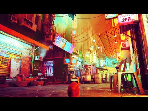 Stray - Midtown Ambiance (metal, cat sounds, footsteps, music)