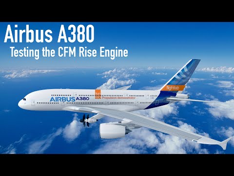 Airbus A380: CFM Rise engine on Airbus A380 at Farnborough Airshow 2022