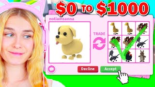 $0 To $1,000 TRADING Challenge In Adopt Me! (Roblox)