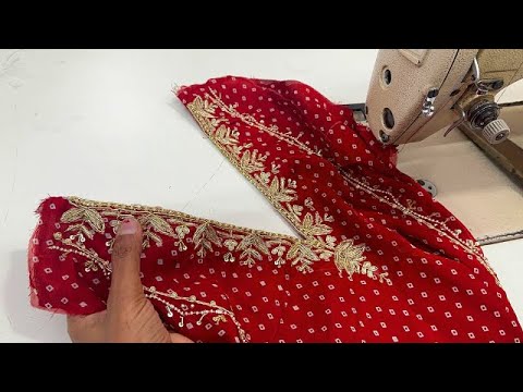 मोती और heavy embroidery  वाले गले की सिलाई कैसे करे || how to stitch hand embroidery neck