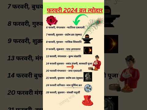 Febuary 2024 vrat list.फ़रवरी माह के सभी व्रत त्यौहार#shorts