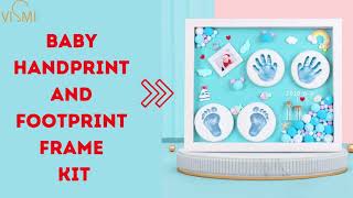 VISMIINTREND Baby Clay Handprint Footprint Wooden Frame Kit with LED lights for treasuring memories