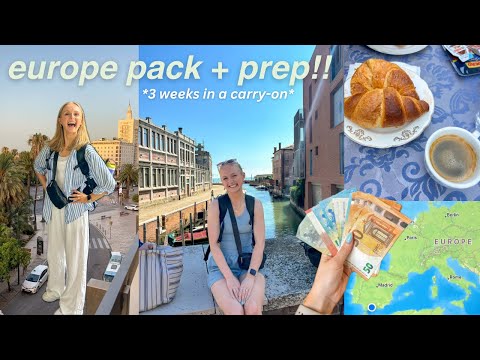 PACK + PREP for EUROPE ✈️🇮🇹 how to pack for 3 weeks in a carry-on, capsule wardrobe, + travel tips