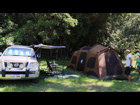 COUPLE CAMPING in a 3 Room Tent, 4WD & Awning [ Cooking Demos, Campfire, ASMR ]