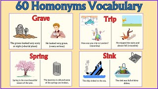 Lesson 67: Homonyms: Same words - Different Meanings | List of 60 Homonyms Examples #homonyms