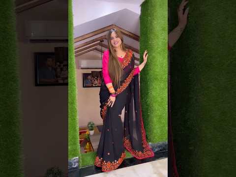 black saree.resham dhaga embroidery work...soft material... #blacksaree #embroidery