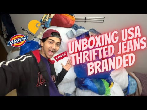 UNBOXING: USA vintage thrifted hiphop jeans | how to start thrift store | thrifted clothe supplier