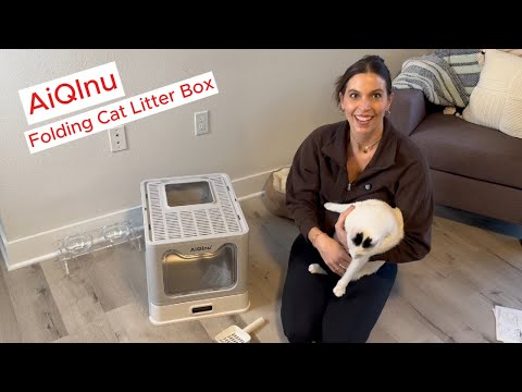 AiQInu Folding Stainless Steel Cat Litter Box, with scoop! #cats #litterbox #cat