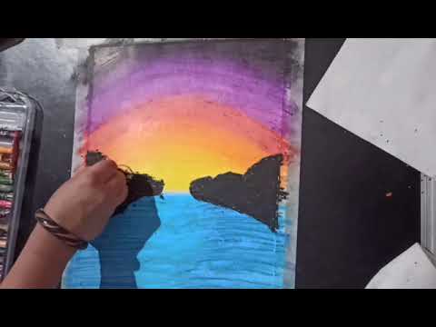 Sunset scene || oil pastel colours || by Priyanka Rathi