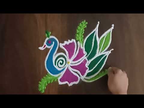 Rangoli | Daily rangoli | Freehand rangoli | easyrangoli | rangoli | Peacock rangoli | Easy rangoli