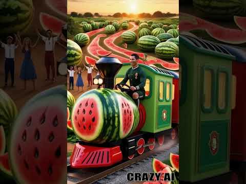 Watermelon Train Ride 🚂🍉 | Monkey in the Driver’s Seat! || #shorts #viralvideo  #funny #crazyai