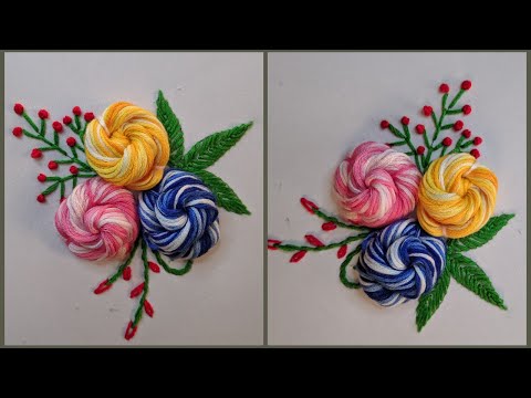 Hand embroidery Amazing flower design trick| flower design for kurti, dress, suit...