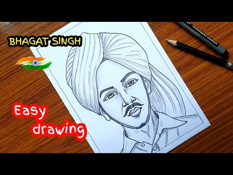 Bhagat Singh drawing easy | Bhagat Singh drawing step by step