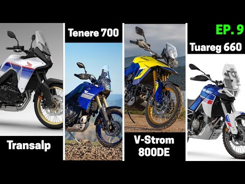 Review Summary & Comparisons: Transalp 750 vs. Tenere 700 vs. V-Strom 800DE vs. Tuareg 660 (EP.9)