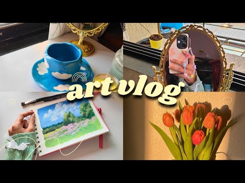 art vlog | chill paint with me session ✨🪷