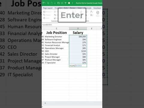 Adding Values in Excel with the SUM Function #shorts #exceltips #microsoft