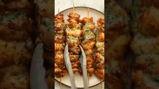 Garlic chicken skewers #foodie #chickenskewers #garlic #spicychickenasmr