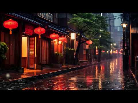 "Red Lantern Street in the Rainy Night ☔ Lo-fi Rain Music for Relaxation and Calm"