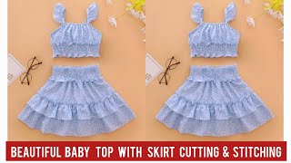 Beautiful Baby Top with Skirt Cutting and Stitching/Baby Dress Design