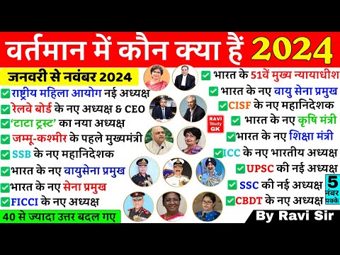 वर्तमान में कौन क्या है 2024 | vartman me kon kya hai 2024 | Current affairs 2024 Wartman mein kaun