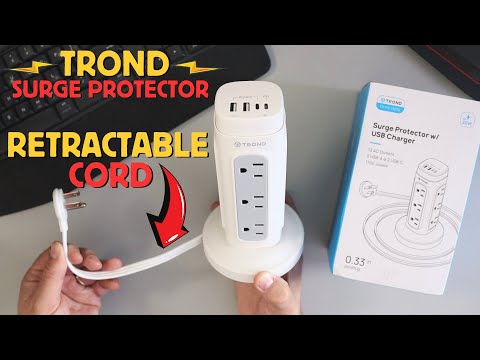 Unbox & Organize! Trond Surge Protector Tower: 12 Outlets, USB Ports & Retractable Cord