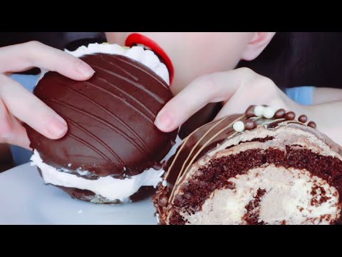 ASMR Cream Sandwich and Chocolate Pastry Eating, Mukbang 크림샌드위치와 초콜릿 페이스트리 먹기 @saltedcaramelasmr