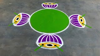 Easy Bhogi kolam 2025🌹Sankranthi drums rangoli designs🌹bhogi muggulu designs🌹Super colour rangoli