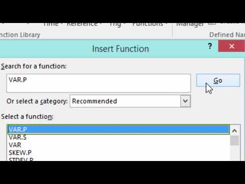 Use the Insert Function to calculate the VAR.P function