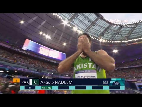 Arshad Nadeem Wins Gold Medal in Men's Javelin Throw Finals with 92.97m throw at Paris Olympics 2024