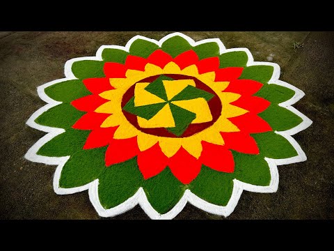 Easy & Simple Rangoli Design💚🤎💙💛🧡❤️🤍🩵💜 || Samfamily || Rangoli || Village style