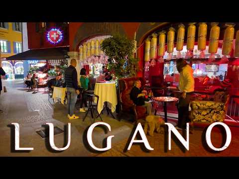 LUGANO SWITZERLAND ✨ Evening walk in TESSIN / Explore the beauty of central streets 4K