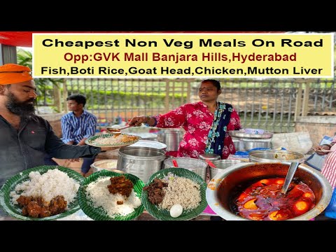 Hyderabad Famous Hard Working Lady Selling Meals | Cheapest Roadside Unlimited Meals  #nonvegmeals