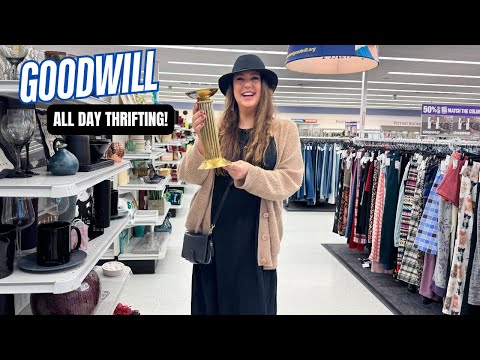 WE THRIFTED ALL DAY!  GOODWILL + MASSIVE INDOOR Garage Sale Warehouse | Thrift with us!