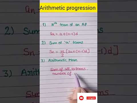 Arithmetic progression Formula #Maths​ #shorts​ #mathematics​#youtubeshorts​ #basicmaths​ #youtube