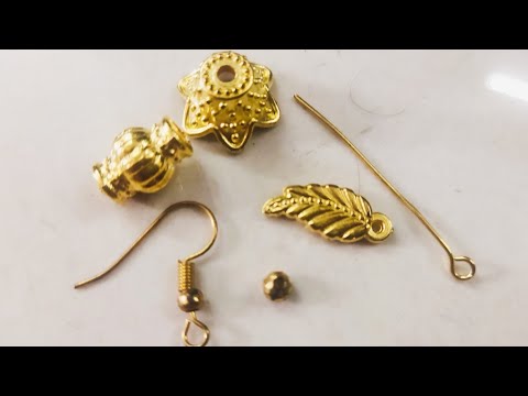 HOW TO MAKE GOLDEN PEARL EARRINGS AT HOME//DIY//HANDMADE JEWELLERY//HOORIYA STYLE..