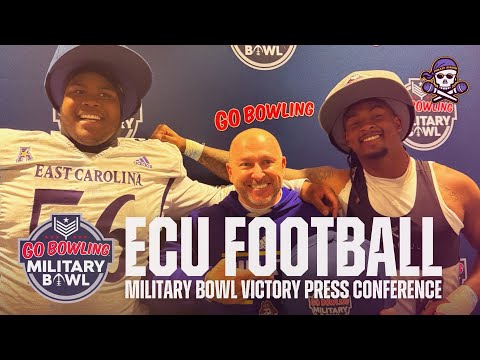 ECU Football Coach Blake Harrell, D’Anta Johnson & Rahjai Harris on Military Bowl win over NC State