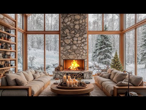 Soothing Fire Sounds & Winter Snow Ambience for Cozy Christmas Relaxation and Peaceful Sleep