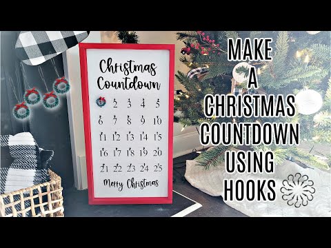 How to Make a Christmas Countdown Wood Sign using Hooks | Christmas Craft 1