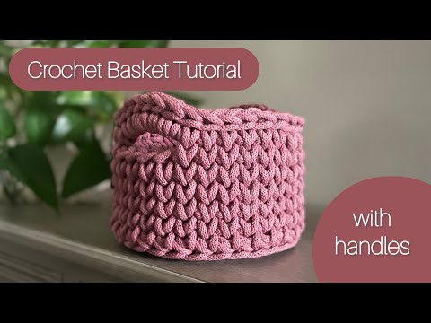 DIY Crochet Basket with Handles | Easy Tutorial Using 5mm Braided Cord & Wooden Base